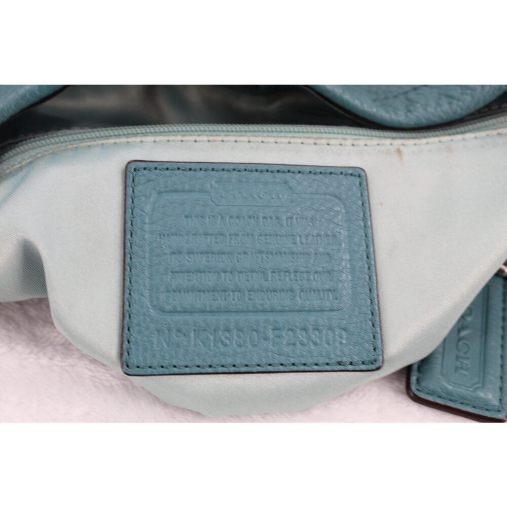 Coach Pebbled Leather Hobo Shoulder Bag Turquoise Silver Tone Hardware F23309 - Picture 10 of 10
